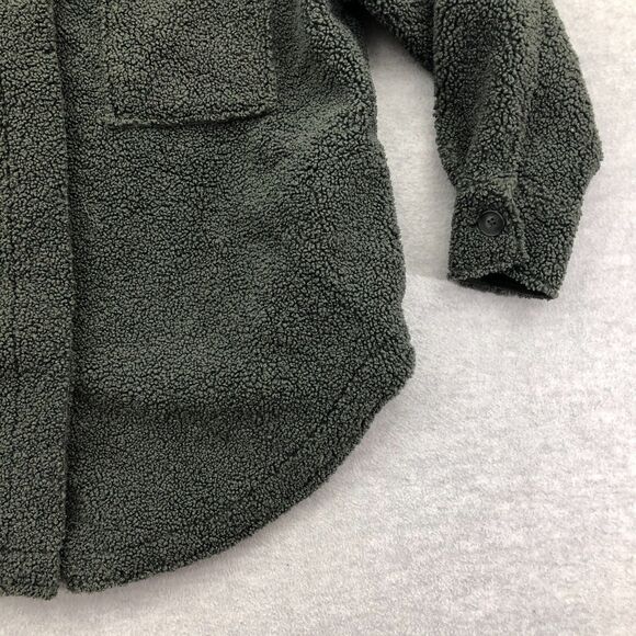 Good American Team Cardinal Oversized Sherpa Shacket Size 0 Green Hidden Button - Picture 5 of 16
